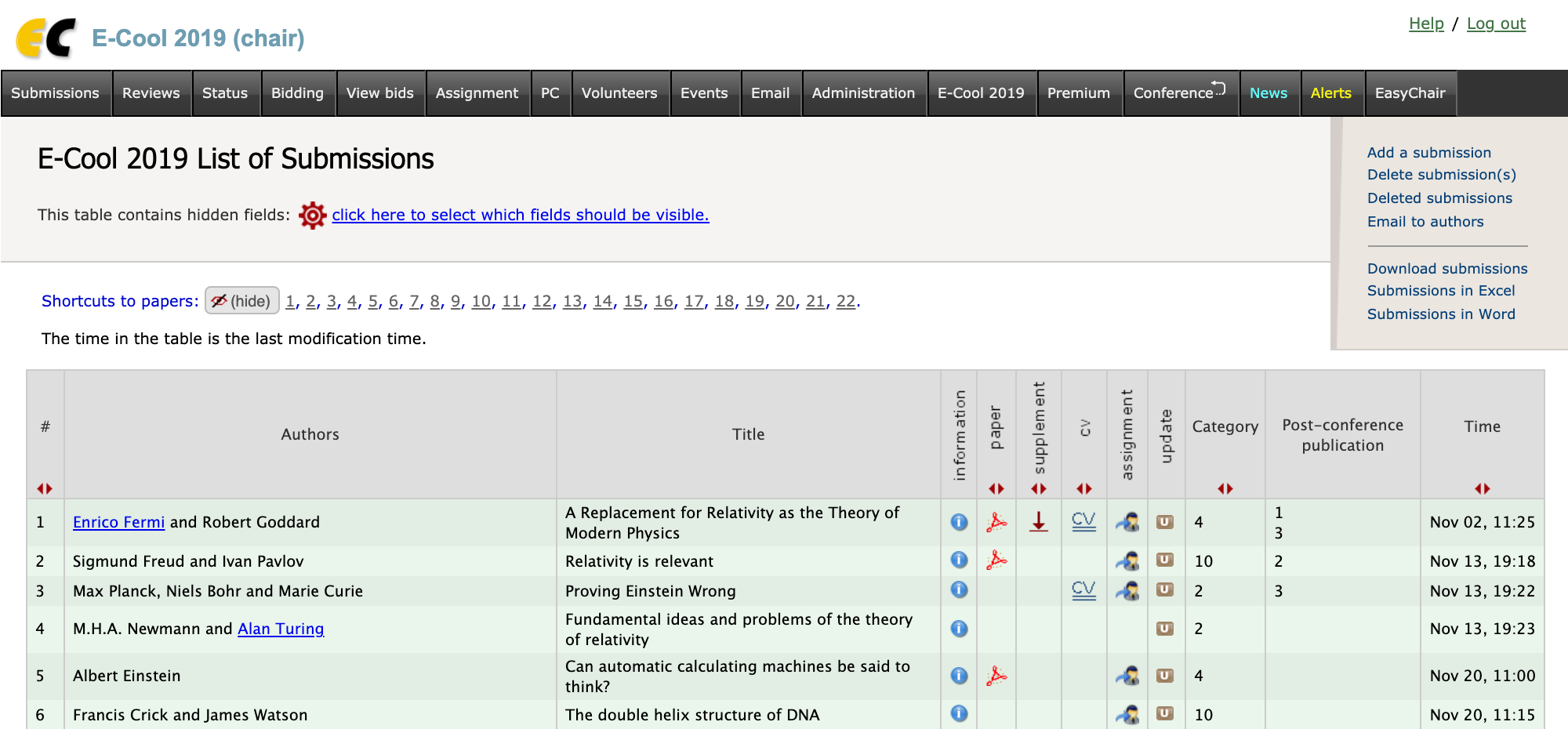 EasyChair screenshot